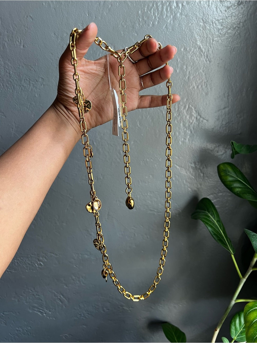 NWT MADEWELL Gold Link Charm BELT